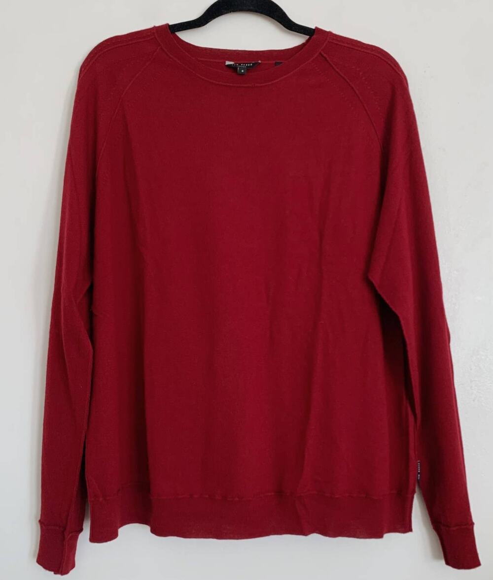Red Men's Ted Baker 100% Wool Crewneck Sweater 6/XL